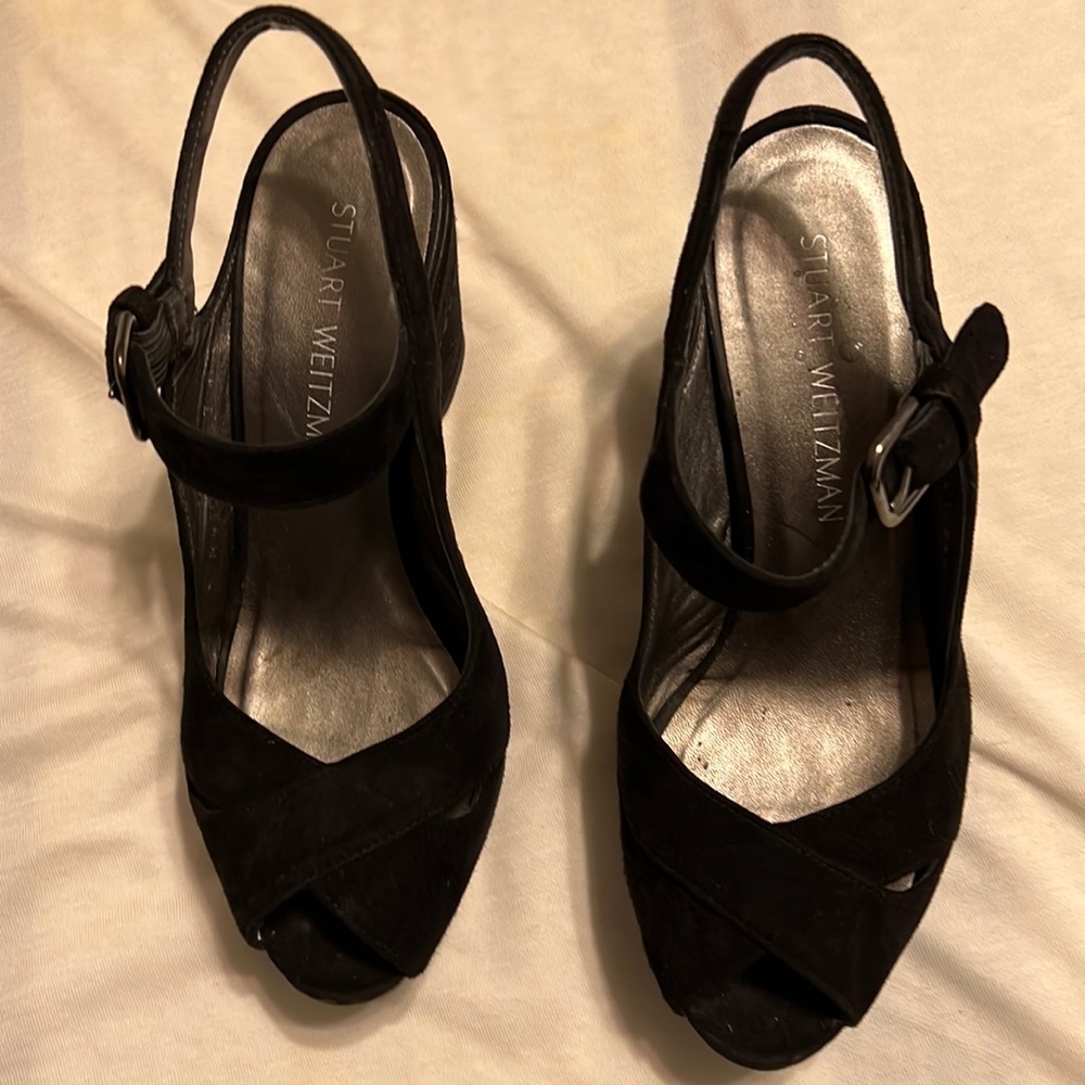 Black wedge sandals